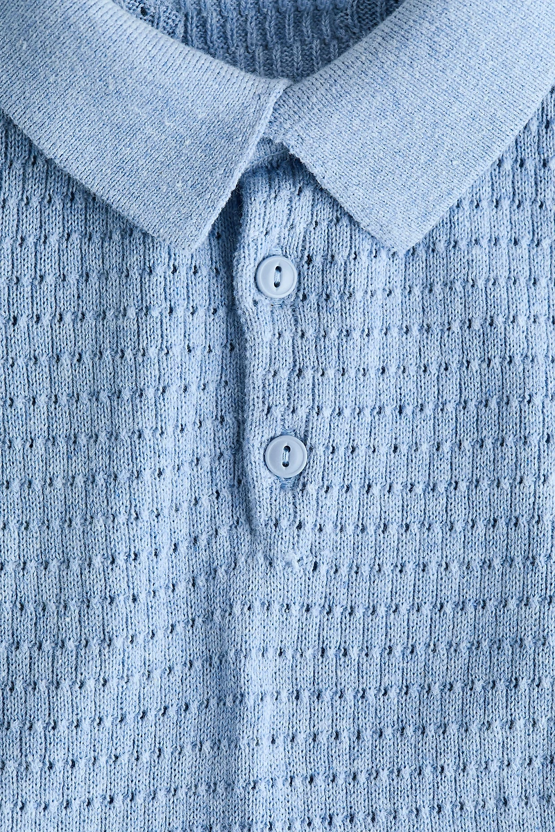 Pointelle-Knit Cotton Polo Shirt