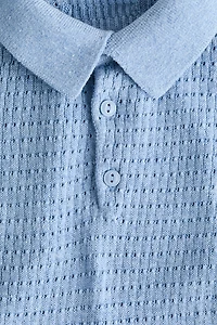 Pointelle-Knit Cotton Polo Shirt