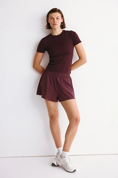 Layered Sports Shorts with Pocket