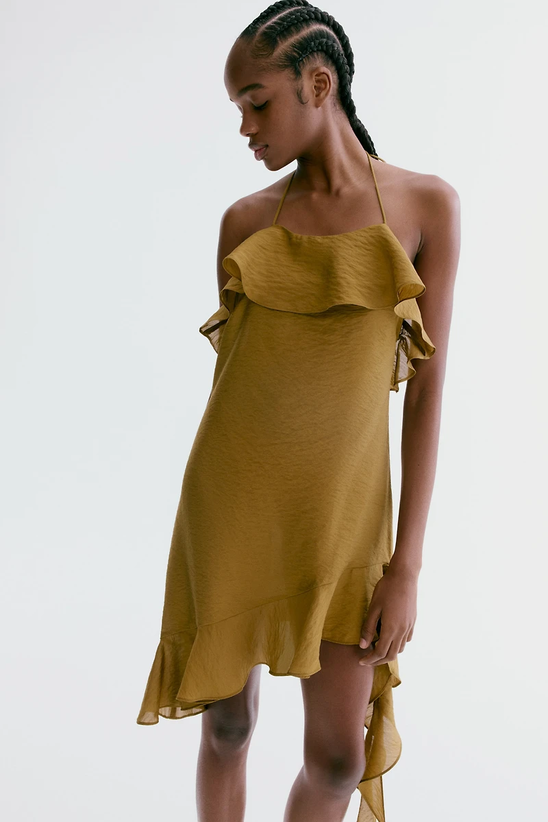 Flounced Halterneck Dress