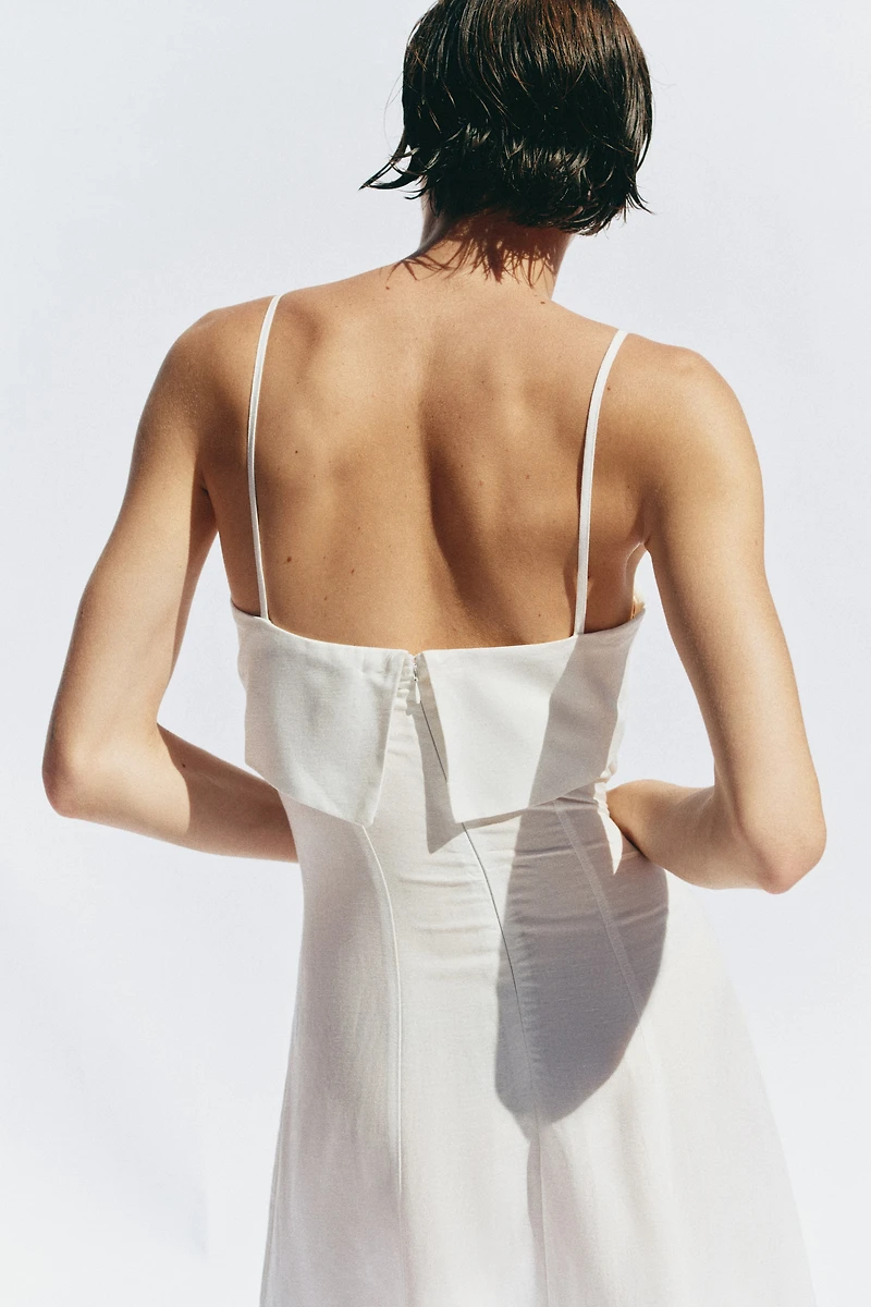 Robe à bretelles fines en lin mélangé