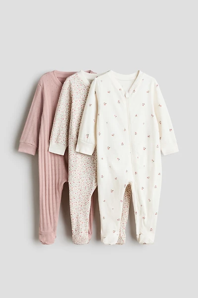3-Pack Cotton Pajama Jumpsuits