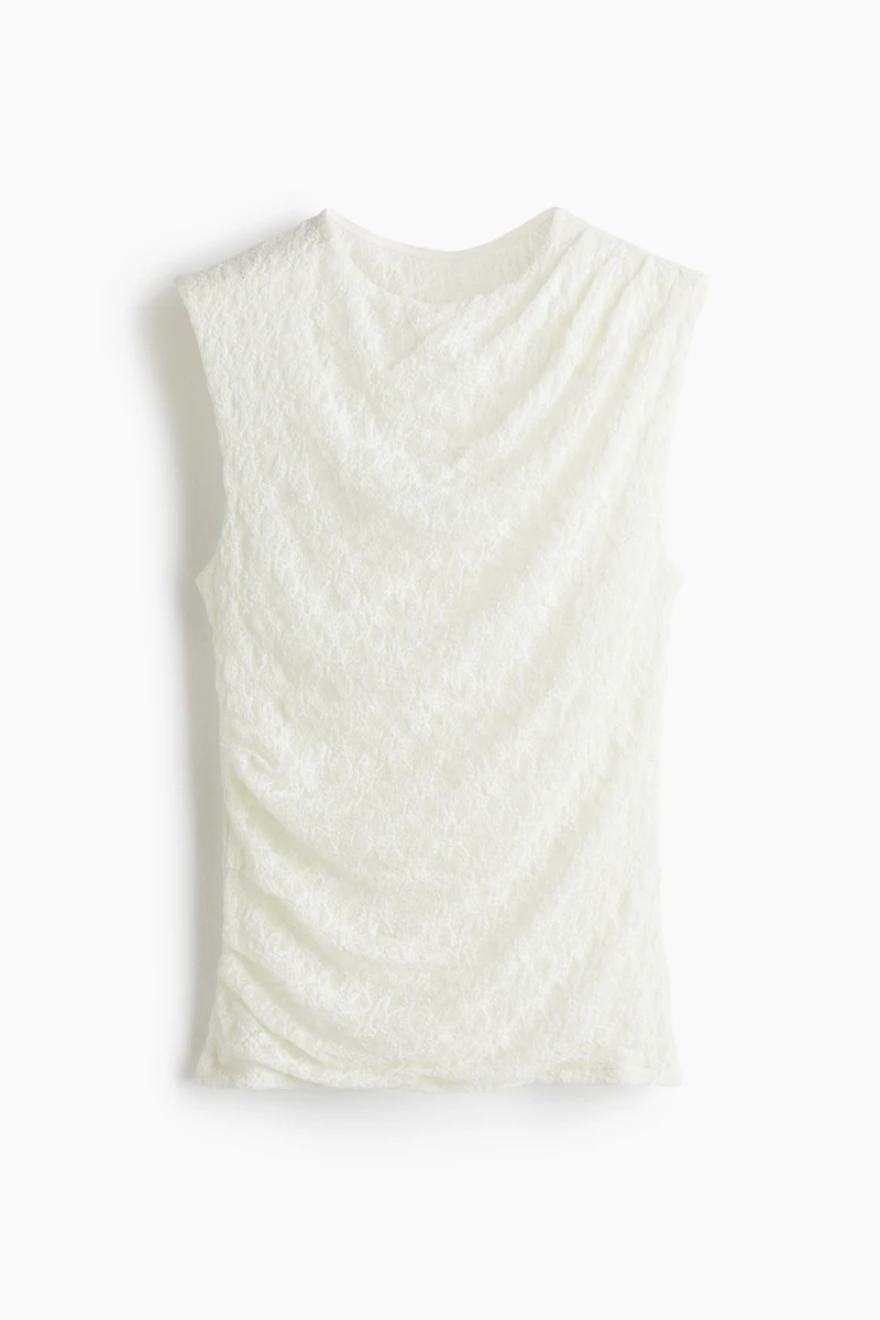Draped Lace Jersey Top