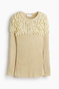 Fringe-Detail Rib-Knit Top