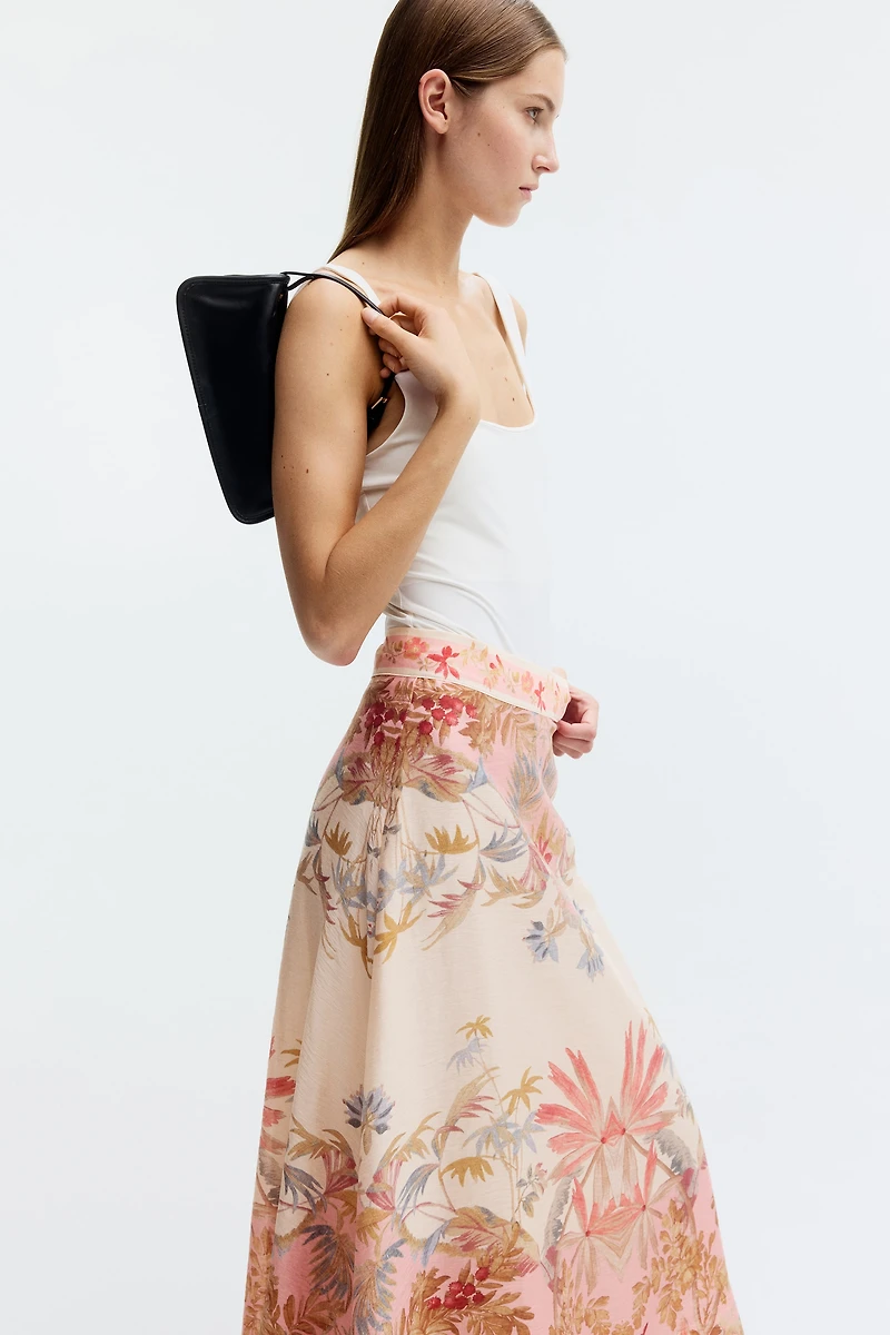 Flared Linen-Blend Skirt
