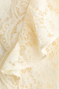 Flounce-Trimmed Lace Blouse