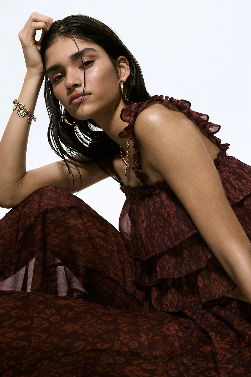 Flared Crinkled Pants