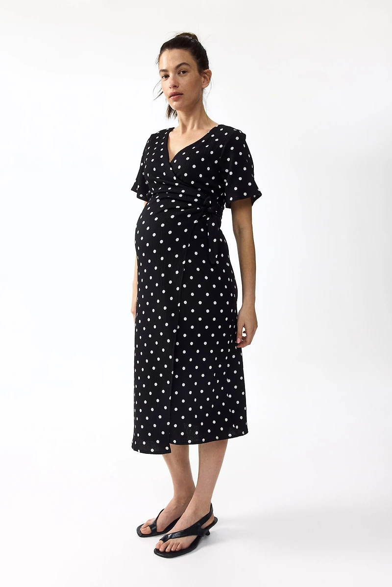 MAMA Crinkled wrap dress
