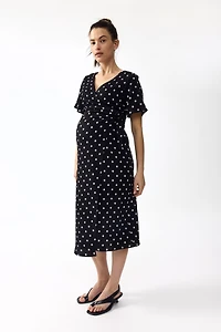 MAMA Crinkled wrap dress