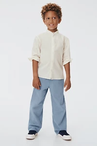 Chemise en lin mélangé à col sans rabat