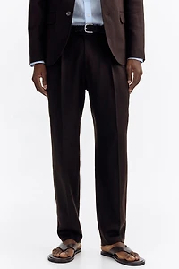 Regular-Fit Tailored Linen-Blend Pants