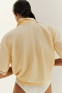 Cotton Beach Shirt with Eyelet Embroidery