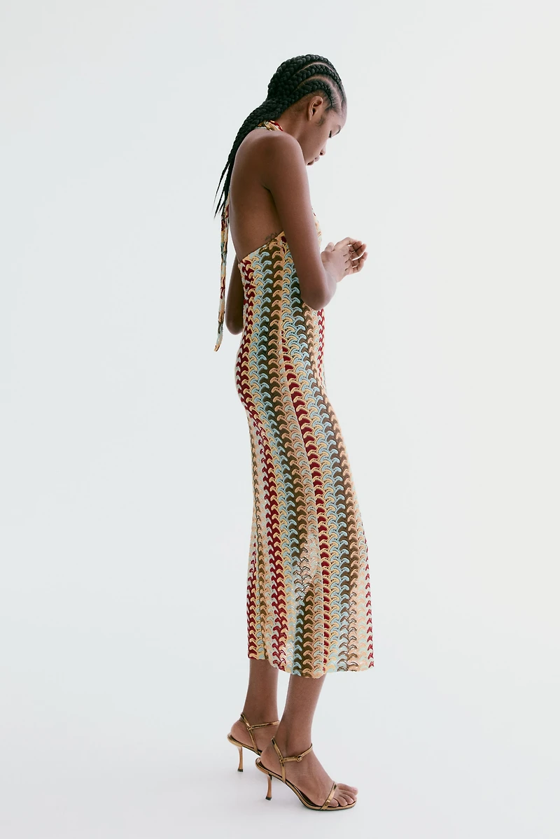 Crochet-Look Halterneck Dress