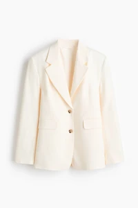 Single-Breasted Linen-Blend Blazer