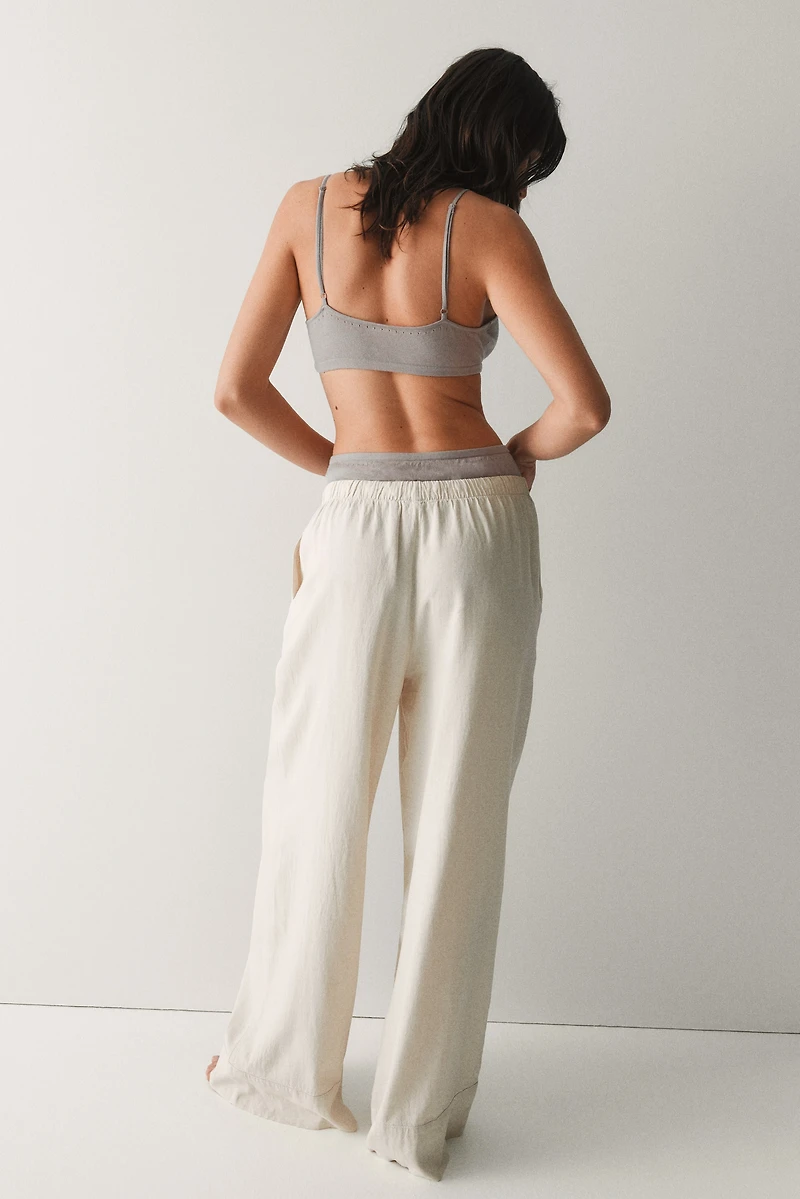 Pantalon large en lin mélangé