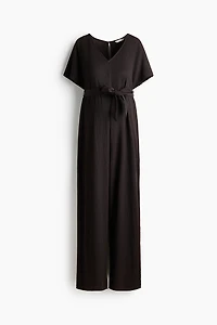 MAMA Short-sleeved tie-belt jumpsuit