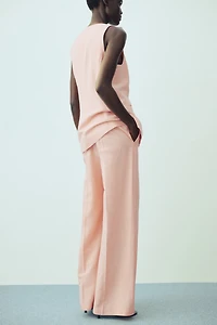 Wide linen-blend trousers