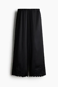 Embroidered Satin Pants
