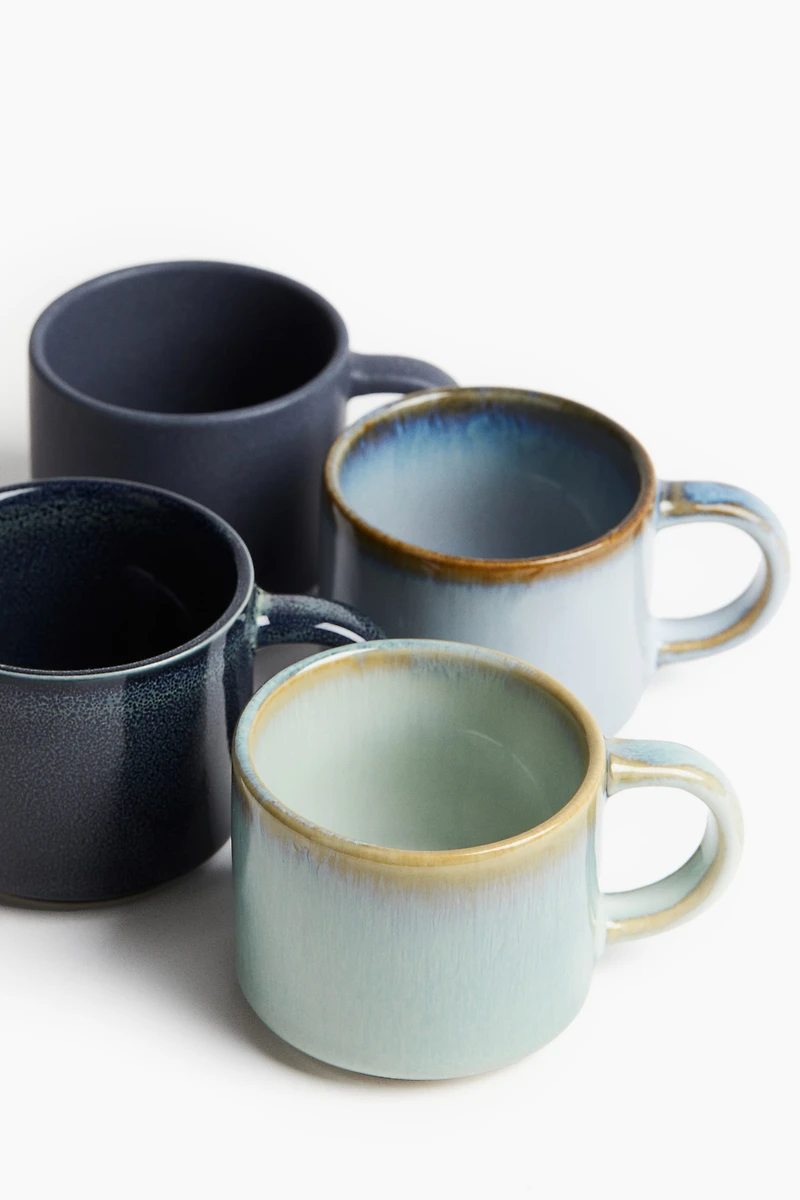 4-Pack Stoneware Espresso Mugs