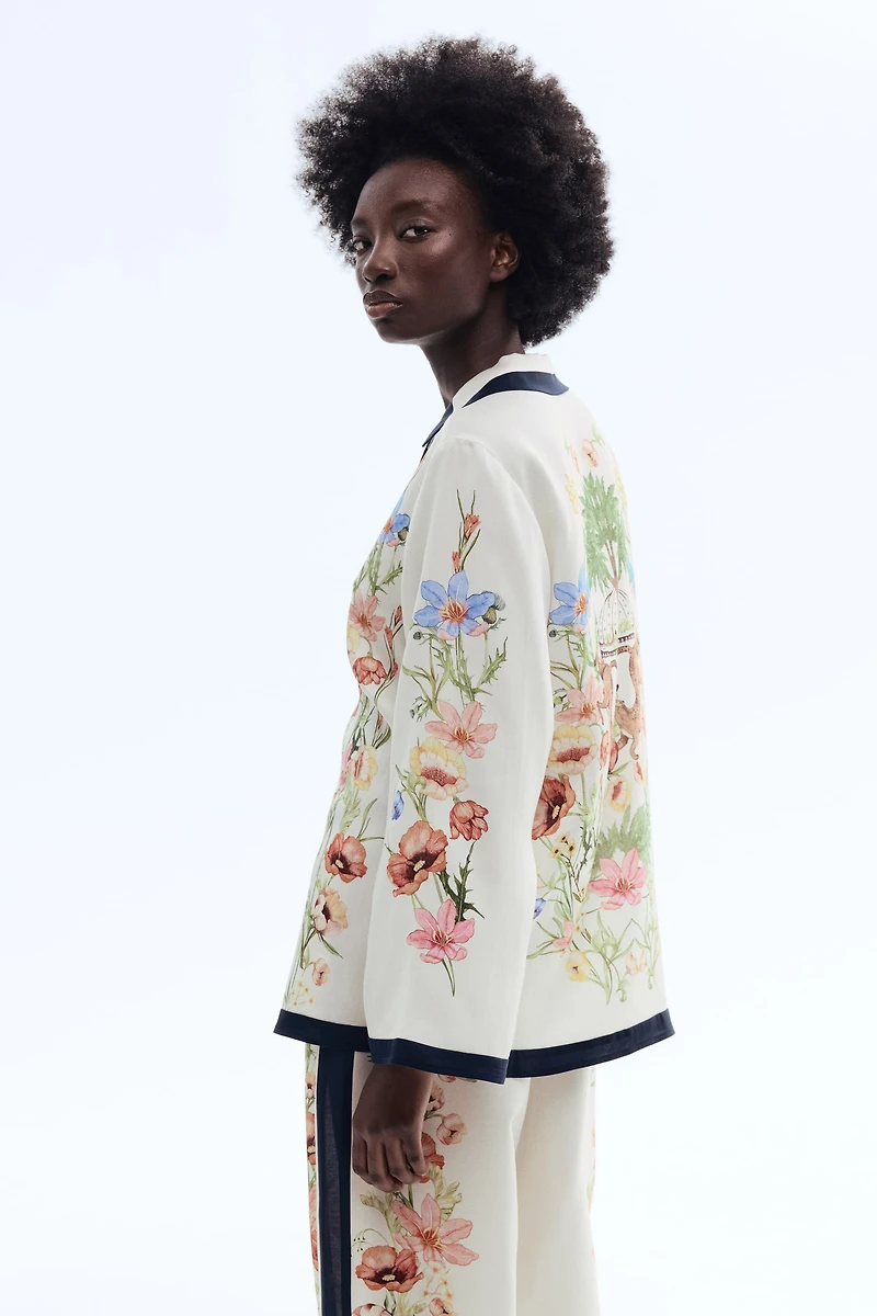 Chemise imprimée en lyocell à col cubain