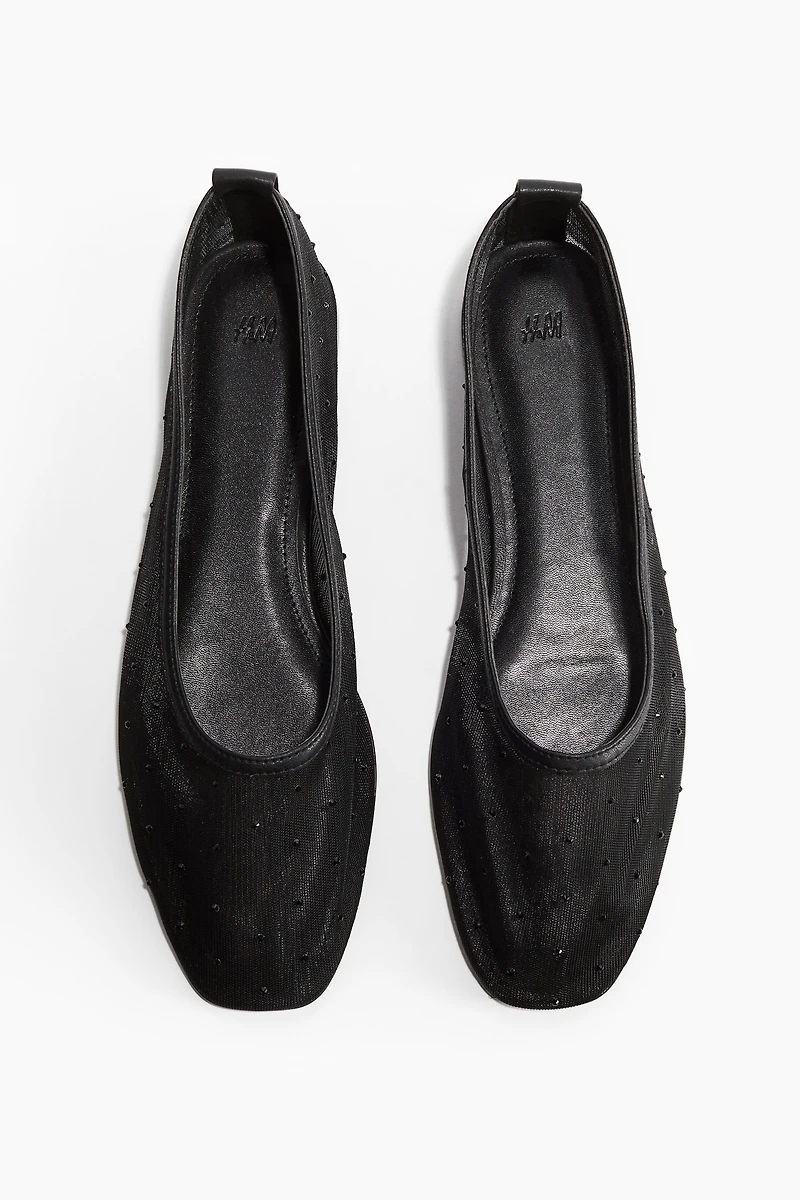 Rhinestone-Embellished Ballet Flats