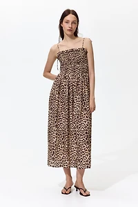 Smocked-Bodice Tie-Strap Dress