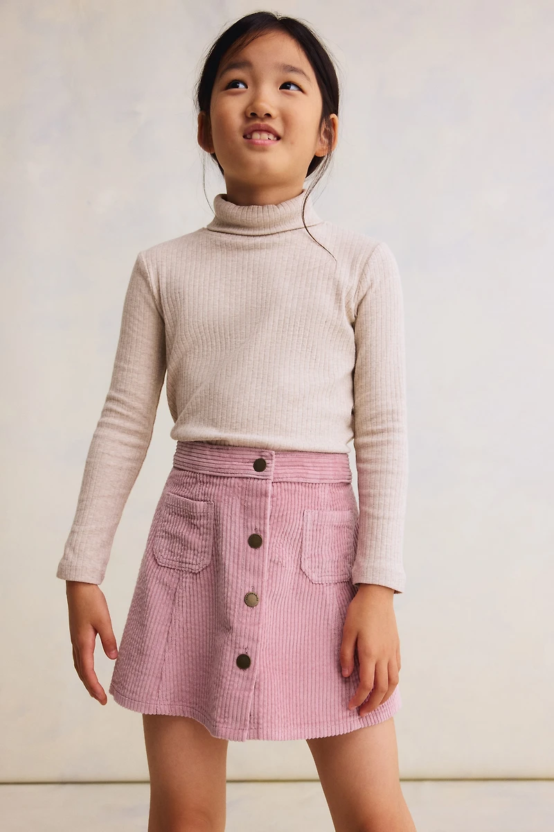 Jupe trapèze en velours côtelé