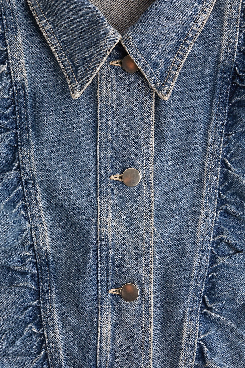 Ruffle-Trimmed Denim Jacket