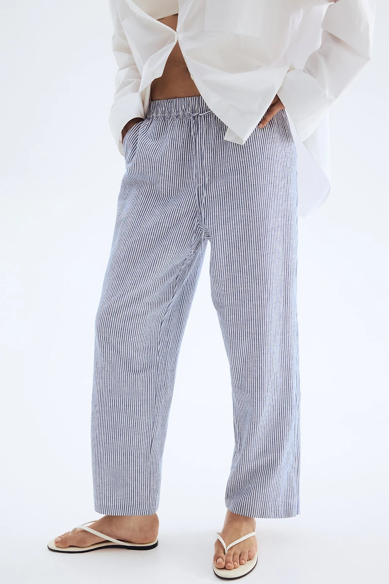 Linen-Blend Drawstring Pants