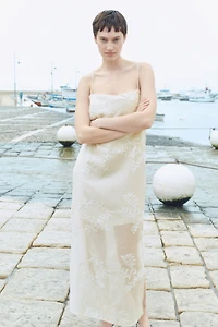 Embroidered slip dress