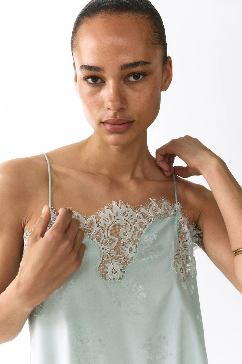 Haut en tissu jacquard avec dentelle