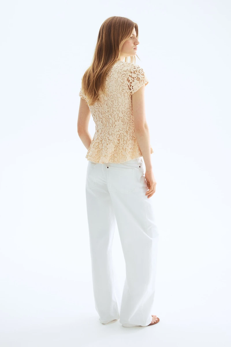 Crochet-Look Peplum Top