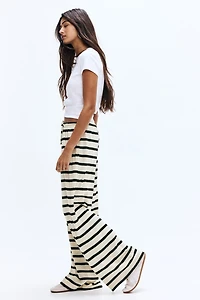 Wide-Leg Rib-Knit Pants