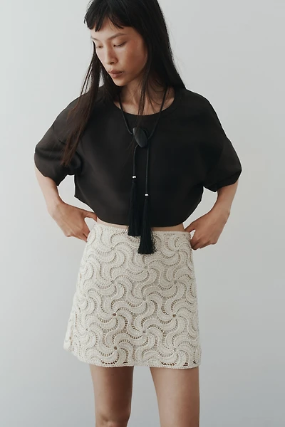 Beaded Crochet-Look Skirt
