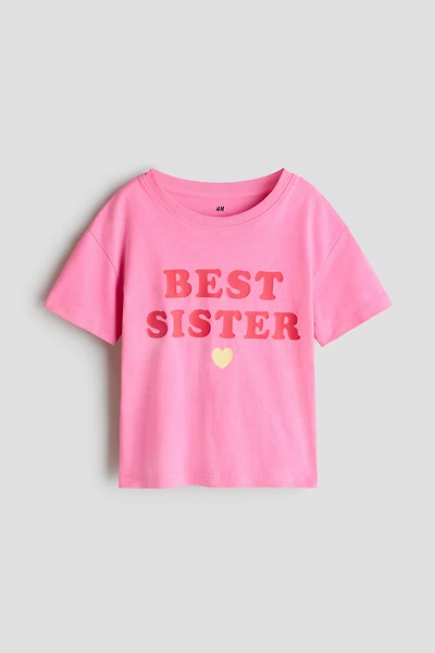 Cotton T-Shirt with Printed Motif