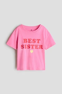 Cotton T-Shirt with Printed Motif