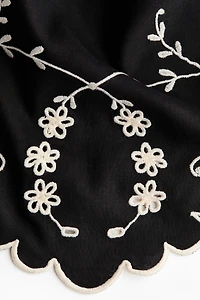 Embroidered Linen-Blend Top