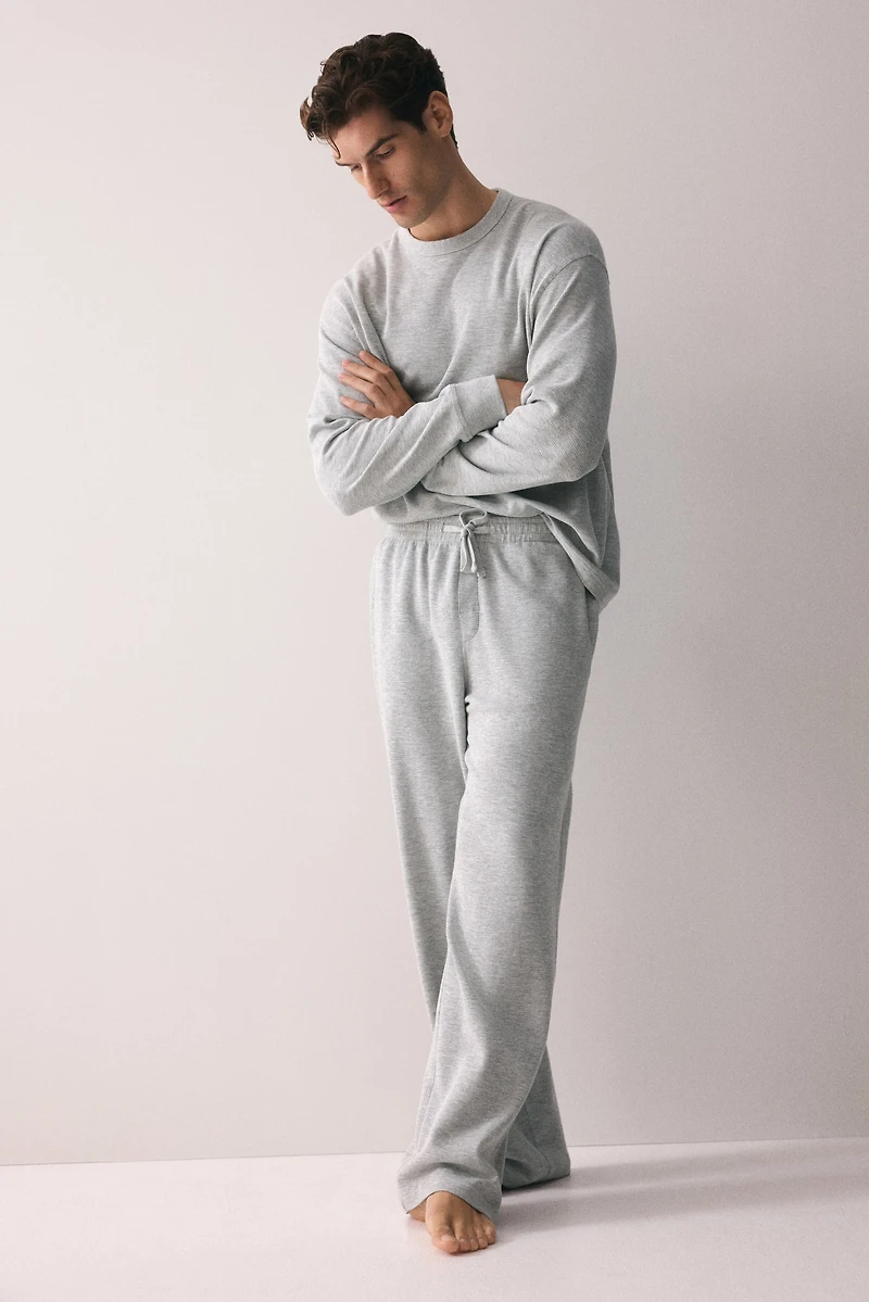 Waffled Cotton Pajama Shirt and Pants