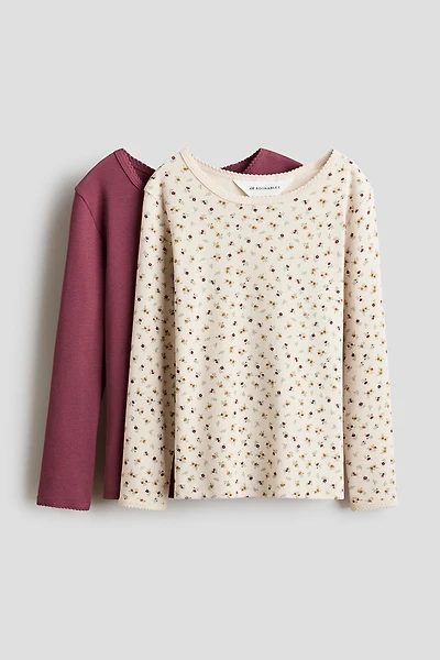 Lot de 2 hauts en coton à bords picots