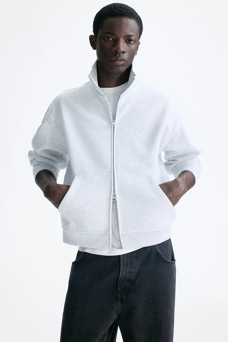 Loose-Fit Boxy Sweatshirt Jacket