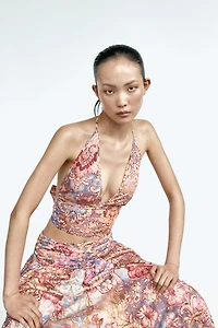 Ruched-Waist Halterneck Top
