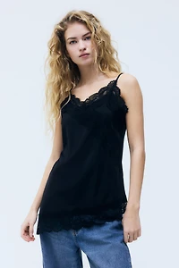 Lace-Detail Jersey Camisole Top
