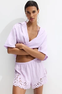 Shorts with Eyelet Embroidery