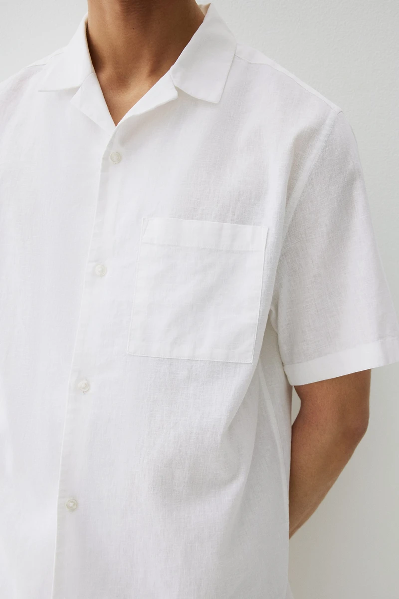 Regular-Fit Short-Sleeved Linen-Blend Shirt