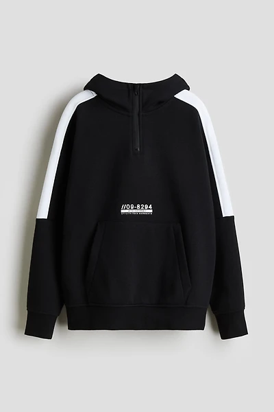 Brushed-Inside Half-Zip Hoodie