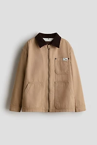 Corduroy-Collar Cotton Overshirt