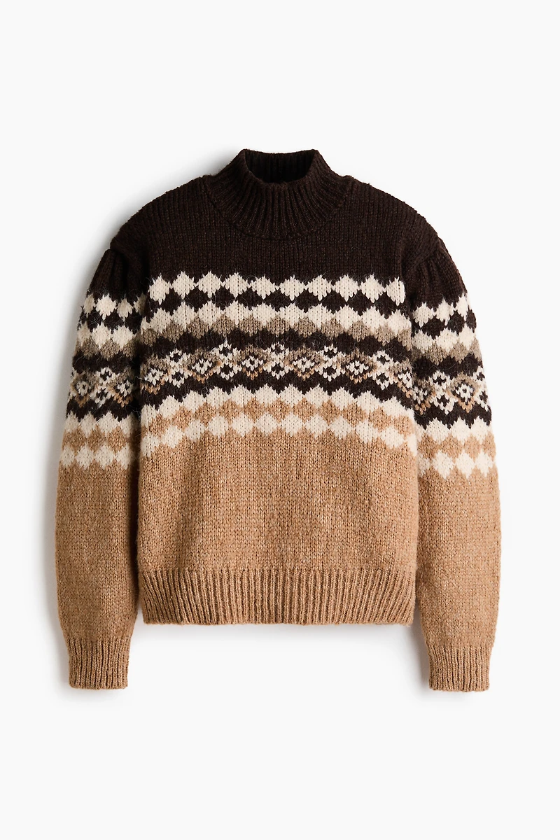 Jacquard-Knit Mock Turtleneck Sweater