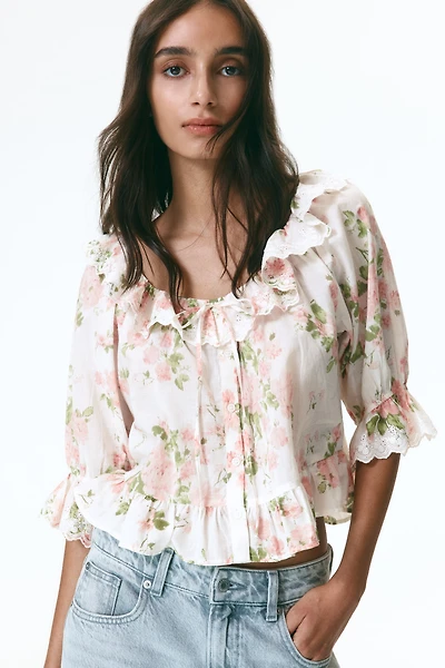 Cotton Blouse with Eyelet Embroidery
