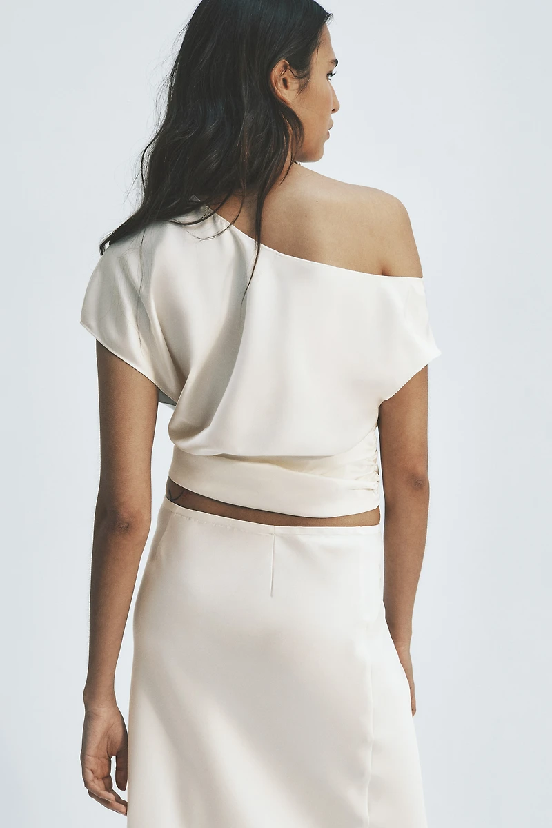 One-Shoulder Satin Blouse