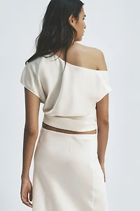 One-Shoulder Satin Blouse